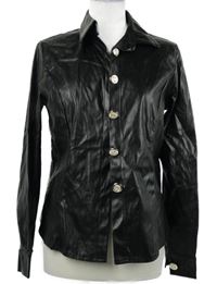 Dámska čierna koženková blúzka