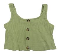 Khaki rebrovaný crop top Shein