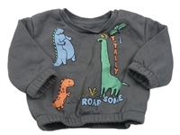 Tmavosivá mikina s dinosaurami zn. Primark
