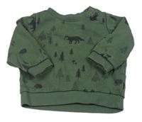 Khaki mikina so stromami a vlky C&A
