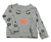 Sivá mikina s očima a perami