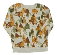 Sivá mikina s buvoly a stromami zn. Tu