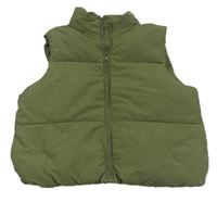 Khaki šušťáková zateplená crop vesta New Look