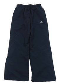Tmavomodré šusťákové funkční kalhoty Adidas
