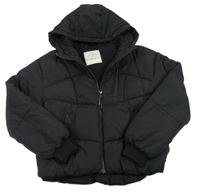 Černá prošívaná šusťáková zimní bunda s kapucí George