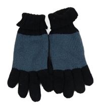 Modro-černé pletené prstové rukavice Next