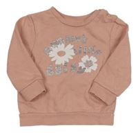 Ružová mikina s kvetmi a nápismi PEP&CO