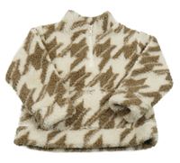 Smetanovo-hnědá vzorovaná huňatá bunda M&S