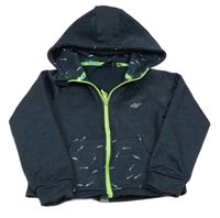 Tmavomodrá žíhaná športová prepínaci mikina so vzorom a kapucňou