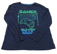 Tmavomodré triko s nápisdem a ovladačem Primark