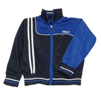 Tmavomodro-modrá športová prepínaci mikina s číslom a pruhmi