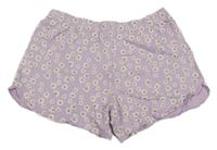 Lila-bielo-zlaté kvetované pyžamové kraťasy Zeeman