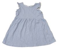 Modro-biele pruhované bavlnené šaty s volánikmi H&M