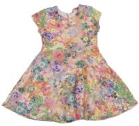 Farebné kvetované čipkové šaty Yd.