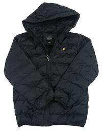 Černá šusťáková prošívaná zimní bunda s kapucí Lyle&Scott