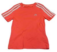 Neonově růžové sportovní funkční tričko s pruhy Adidas 