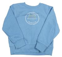 Modrá oversize mikina s nápisom a dúhou Roly