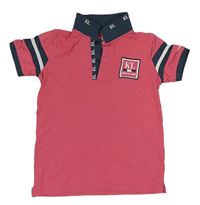Ružovo-sivé polo tričko s výšivkou zn. Kingsland