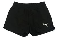Čierne šušťákové športové kraťasy s logom Puma
