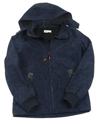 Čierno-modrá vzorovaná softshellová bunda s odopínacíá kapucňou H&M