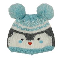 Sivo-svetlomodrá pletená čapica s králikom Lily & Dan