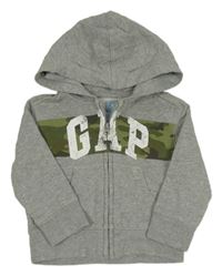 Sivá prepínaci mikina s logom a kapucňou GAP