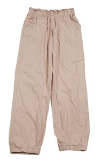 Svetloružové plátenné cuff nohavice H&M