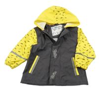 Sivo-žltá nepromokavá bunda s formulami a kapucňou Lupilu