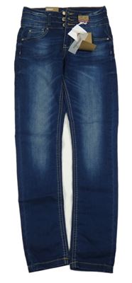 Nové - Tmavomodré šisované skinny rifle Page One Young