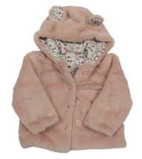 Světlerůžový kožešinový podšitý kabátek s kapucí Crafted
