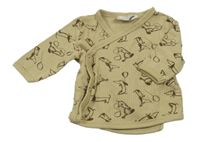 Béžové žebrované zavinovací triko s pejsky Ergee 