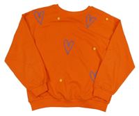 Oranžová mikina s bambulkami a srdiečkami Tu