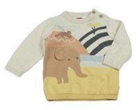 Béžovo-žltý sveter so zvieratkami F&F