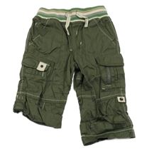 Nové - Khaki plátěné cargo rolovací kalhoty s pruhovaným pasem Next