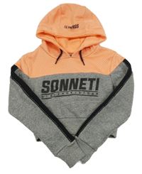 Sivo-broskvová crop mikina s logom a kapucňou Sonneti