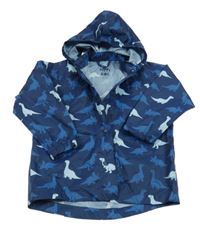 Tmavomodrá šušťáková nepromokavá bunda s dinosasury a odopínacíá kapucňou Tchibo