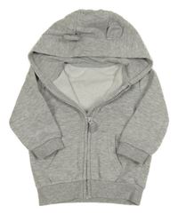 Šedá melírovaná propínací mikin s kapucňou George