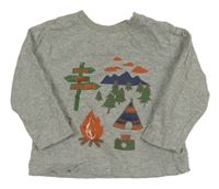 Sivé melírované tričko s kempem Ipidimpi