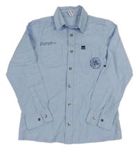 Světlemodro-bílá pruhovaná košile s potiskem Yigga