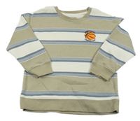 Béžovo-bielo-modrá pruhovaná mikina s loptou Primark