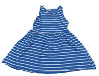 Modro-biele pruhované bavlnené šaty F&F
