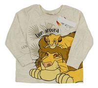 Nové - Béžové melírované tričko so Simbou Disney