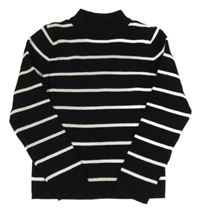 Čierno-biely pruhovaný rebrovaný sveter F&F
