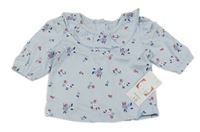 Nové - Světlemodré tričko s kytičkami a volánky Matalan