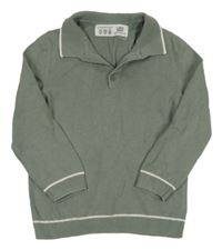 Sivý sveter s golierikom s prúžkami Primark