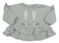 Sivá oversize mikina so zajačikom a volánikmi Next