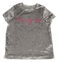 Šedé sametové tričko s nápisem Y.F.K. 