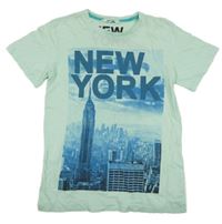 Svetlomodré tričko s potiskem New Yorku H&M