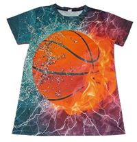 Červeno-zelené basketbalové tričko s míčem Shein 