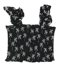 Čierny žabičkový crop top s palmami M&S